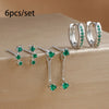 Three-Pair Huggie Hoop Earring Set with Color and Stone Variations - Image 20