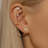 1PC Silver Horse Eye Zircon Crown Tassel Puncture Thread Flat Earring For Women Long Cartilage Chain - Image 2