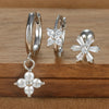 3PCS Silver Color Stainless Steel Crown Hoop Earring Set for Women Four Flower Zircon Cartilage Piercing Earring Jewelry - Image 27