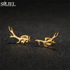 Minimalist Silver Color Deer Horn Earrings Women Christmas Jewelry Cute Elk Antler Ear Studs Unique Tree Branch Earings - Image 5