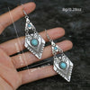 Vintage Bohemian Creative Geometric Rhombus Synthetic Turquoise Handmade Earrings, Alloy Female Wedding Couple Holiday Jewelry - Image 6