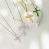 Hecheng, Crystal Shiny Zirconia Cubic Zircon Necklace Pendant Cross Jesus Christ Gold Colour Jewelry Gift for Women - Image 1