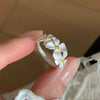 Silver Open Finger Ring Golden Clear CZ Square Droplet Geometric Punk For Women Jewelry Gift - Image 14