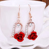 Jewelry Red Rose Drop Earrings Women Vintage Rhinestone Flowers Dangle Earring Weddings Engagement Party Jewelry - Image 5