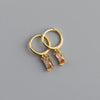 Small Hoop and Stud Earrings with Charm and Chain Styles - Image 37
