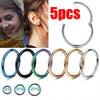5pc 6/8/10mm Nose Ring Hinged Clicker Segment Nose Rings Helix Cartilage Septum Hoop Stainless Steel Seamless Earrings - Image 1