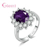 Silver Oval Design Crystal Zircon Open Adjustable Rings for Women Girls Engagement Jewelry Gifts - Image 7