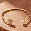 Cute Plant Pink Cherry Flower Bracelet Gold Color Small Zircon Stone Charm Open Adjustable Bracelets For Women Wedding Jewelry - Image 6