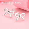 Elegant Silver Bow Earrings for Women, Gifts, Party Jewelry Accessories - Image 1