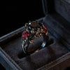 Huajie Gothic Style Dark Rose Shape Black Zirconia Rings for Women Hip Hop Street Retro Classic Personality Jewelry - Image 2