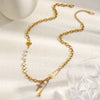 Stainless Steel Star Cross Heart Bead Various Elements Pendant Charm Necklace Sweet Style Women's Zircon Jewelry - Image 6