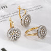 Double Layer Round Inlaid Zirconia Jewelry Set for Women Two-tone Gold Plated Earrings Ring Retro Banquet Jewelry - Image 1