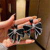 Korean Style Black Bowknot Dangle Earrings for Women Rhinestone Earrings Weddings Party Jewelry Accessories - Image 1