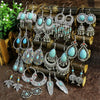 39 Styles Bohemian Vintage Tibetan Silver Geometric Drop Earrings For Women Ethnic Blue Stone Tassel Dangle Earrings Jewelry - Image 1