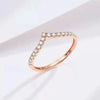 GD Ladies V-shaped Finger Jewelry Gold Plated Stainless Steel Cubic Zirconia Pave V Shape Zircon Thin Ring for Women - Image 7