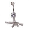 Belly Button Rings Gun Dangle Navel Ring Clear Gem Belly Button Ring Body Piercing Jewelry Belly Piercing for Women - Image 11