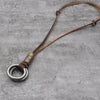 Men Women's Trible Multi-layer Vintage Double Circles Pendant Leather Weaved Punk Necklace Jewelry Necklaces - Image 4