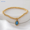 Mhs.sun Stone 12 Months Birthstone Bracelets Gold Plated Stainless Steel Bead Bracelet Birthday Jewelry For Women Men - Image 12