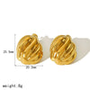 Gold Plated Wave Texture Stud Earrings Chunky Geometric Square Earrings Jewelry for Women - Image 7