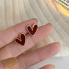 Vintage Dripping Oil Wine Red Retro Stud Earrings For Women Korean Pearl Flower Heart Shape Geometric Earring High Sense Jewelry - Image 11