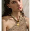 Polyester Cloth Chain Heart Pendant Necklace for Women Stainless Steel Jewelry Autumn and Winter - Image 5