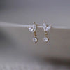 Waterdrop Leaf Stud Earrings with Cubic Zirconia Accents - Image 1