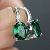 Silver Bridal Wedding Engagement Drop Earrings White/Blue/Green Oval CZ Stone Eternity Jewelry for Women - Image 3