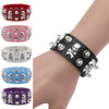Wide PU Leather Skull Bracelet Punk Bracelet Adjustable Goth Cuff Bracelet Gothic Rivet Buckle Wristband For Women Men Jewelry - Image 2