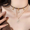 Sun Star Zircon Necklace for Women Vintage Leather Necklace Double Layered Pendant Chain Choker Jewelry - Image 6