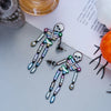 Unique Enamel Skeleton Dangle Earrings for Women Rhinestone Spider Earrings Halloween Party Jewelry Gift - Image 5
