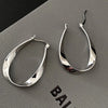 Silver Color Geometric Twisted Hoop Earrings for Women Mobius Strip Compact Earring Femininity Ear Euckle Jewelry - Image 3