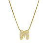 Cute English Letter Initial Necklace Gold Plated Zircon Paved Necklace Puffy Bubble Letter Necklace for Women - Image 26