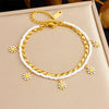 316L Stainless Steel Golden Ocean Series Zircon Pearl Tassel Pendant Anklets Lady Foot Chain Jewelry Gift - Image 30
