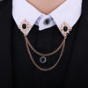Tassel Crystal Cross Chain Brooch Women's Shirt Collar Pins and Brooches Personality Lapel Pin Buckle Women Accessories - Image 2