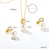Purple Cubic Zirconia Imitaiton Pearl Pendants Earring Sets For Women Stainless Steel Chain Necklace Jewelry Sets - Image 7