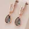 Grey Crystal Long Water Drop Dangle Earrings Women Rose Gold Color With Zircon Daily Jewelry - Image 1