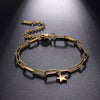 Bracelets Of Women Silver Color Stainless Steel Double Moon Chain Star Beads Bangles Minimalist Female Jewelry Accessories - Image 1