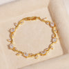 Leaf Branch Bracelet with Cubic Zirconia Details in Gold-Tone or Silver-Tone - Image 11