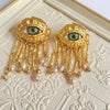 French Retro Unique Personality Exaggerated Eyes And Earrings Pearl Rhinestone Tassel Earrings Women's Jewelry Party Accessories - Image 2