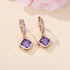 Dainty Female Purple Square Round Zircon Stone Hoop Earrings Cute Gold Color Girlfriend Gifts Wedding Jewelry For Women - Image 2