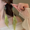 Bohemian Exaggerated Long Natural Feather Earrings for Women Vintage Rhinestone Water Drop Dangle Earring Party Wedding Jewelry - Image 2