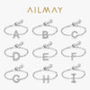 Silver 26 English Letters Adjustable Chain Finger Rings For Women Wedding Anniversary Jewelry - Image 1