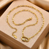 Pave Zircon Pin Pendant Neckalce for Women, Adjustable Stainless Steel Paperclip Chain Jewelry - Image 3
