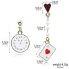 Funny Clock Playing Card Drop Earrings Alice in Wonderland Hearts and Ace of Spades Playing Card Earrings Women Girls Jewelry - Image 8