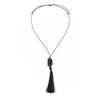 Salircon Simple Irregular Black Resin Tassel Pendant Necklace for Women Adjustable Waxed Thread Sweater Chain Jewelry - Image 5