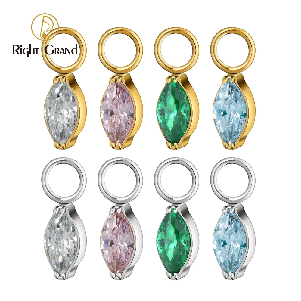 Titanium Cubic Zirconia Marquise Charm for Lobe Hoop Huggie Earrings - Image 1