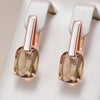 Square Brown Zircon Drop Earrings for Women Rose Gold Color Bride Wedding Jewelry - Image 1