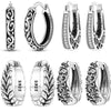 Openwork Leaf Pattern Hoop Earrings with Sculpted Detail - Image 2