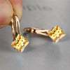 Cute Female Champagne Square Jewelry Crystal Zircon Stone Hoop Earring Rose Gold Color Wedding Earrings For Women - Image 17
