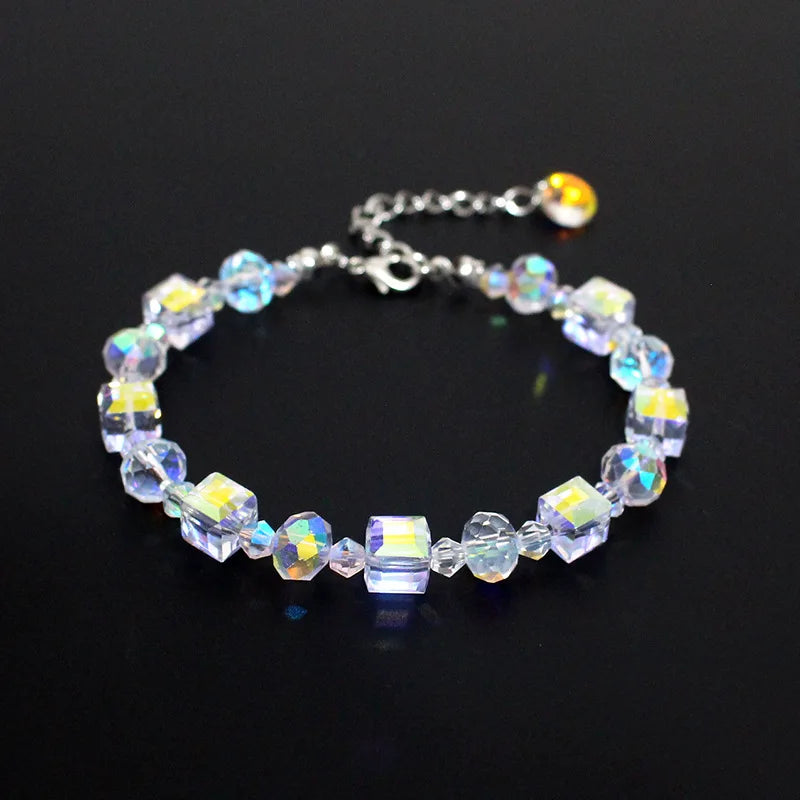 European and American style square crystal chain bracelet, and - Image 1